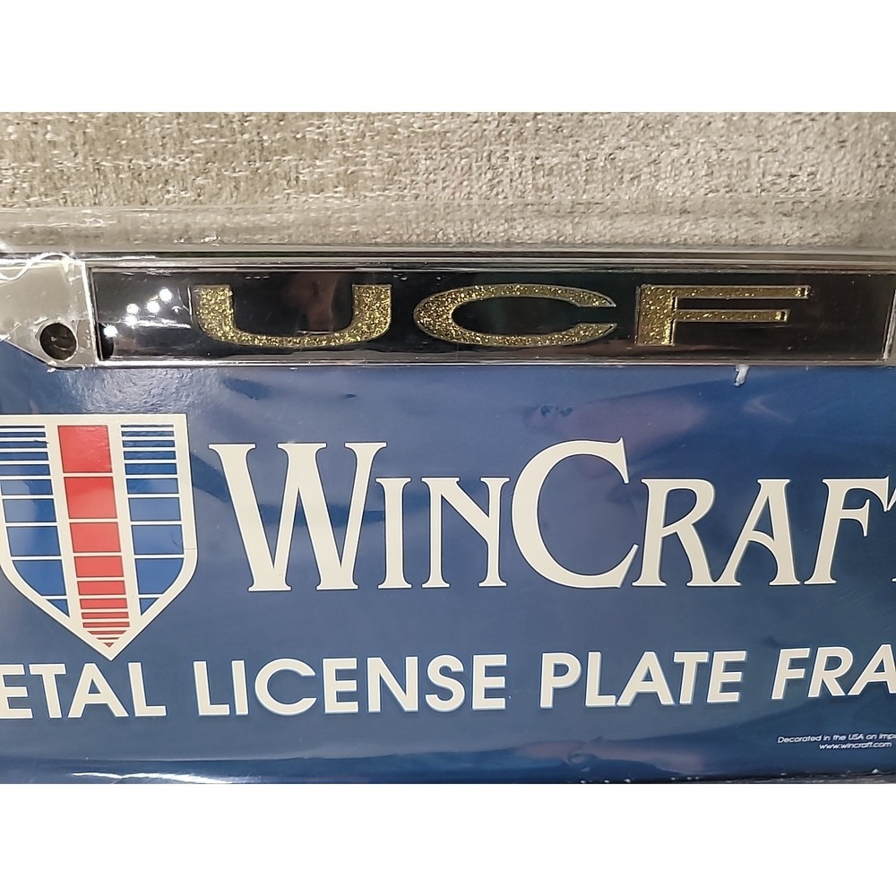 UCF MOM Silver Metal & Black with Glitter Gold Letters License Plate Frame NEW - Picture 2 of 4